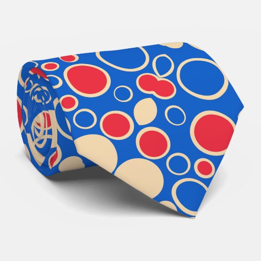 青の赤と青の点 ネクタイ (ロール)