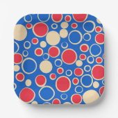 青の赤と青の点 ペーパープレート (正面)
