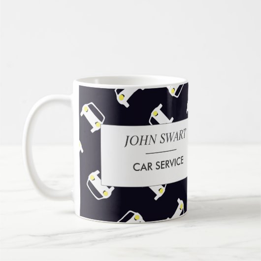 青の車のシルエット模様 コーヒーマグカップ (左)
