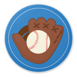 青の野球用グラブそして球 セラミックノブ