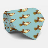 青の金オレンジPlatyの魚 ネクタイ (ロール)