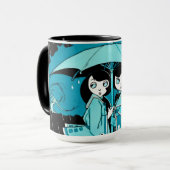青の雨の日 マグカップ (正面左)
