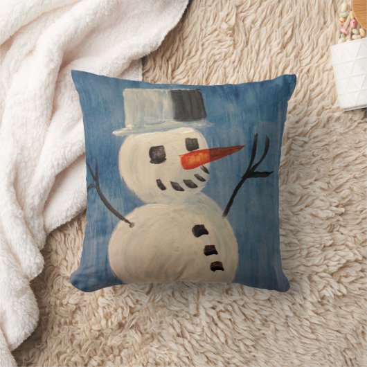 青の雪だるま クッション (ブランケット)