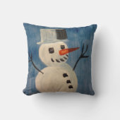 青の雪だるま クッション (正面)