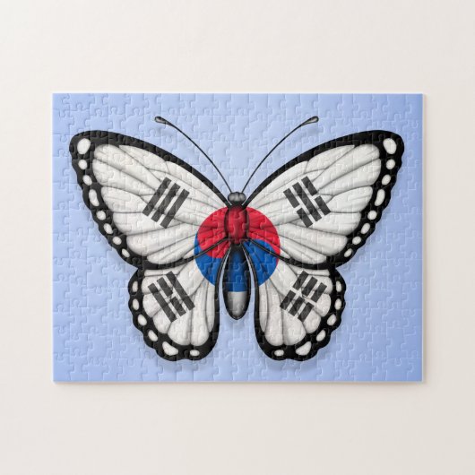 青の韓国の蝶旗 ジグソーパズル (横)