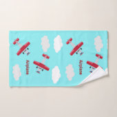 青の飛行機のパターン ハンドタオル (ハンドタオル)