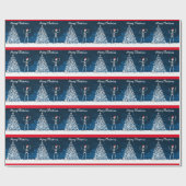 青の骨組およびクリスマスツリー ラッピングペーパー (フラット)