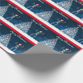 青の骨組およびクリスマスツリー ラッピングペーパー (角)