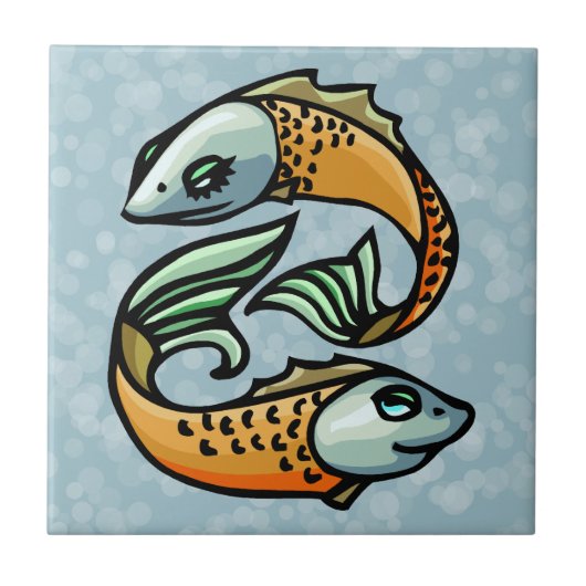 青の魚類のカラフルな魚 タイル (正面)