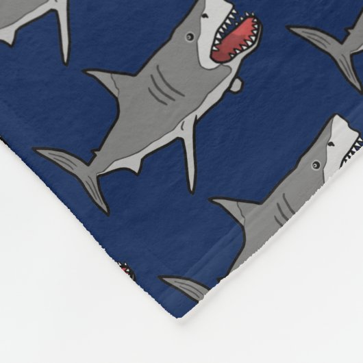 青の鮫の漫画パターン フリースブランケット (角)