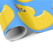 青の黄色いゴム製アヒル ラッピングペーパー (ロールコーナー)