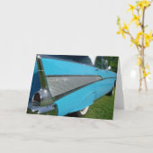 青の1957年のChevyの挨拶状 カード (黄色い花)