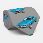 青の1966年のポンティアクルマン筋肉車 ネクタイ (ロール)