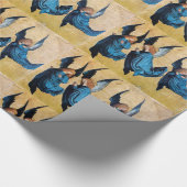 青の3つのクリスマスの天使 ラッピングペーパー (角)