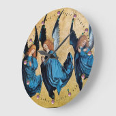 青の3つのクリスマスの天使 ラージ壁時計 (傾斜)