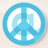 青の@ピースサイン社会的な媒体の黙想の石 コースター (正面)