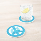 青の@ピースサイン社会的な媒体の黙想の石 コースター (側面)