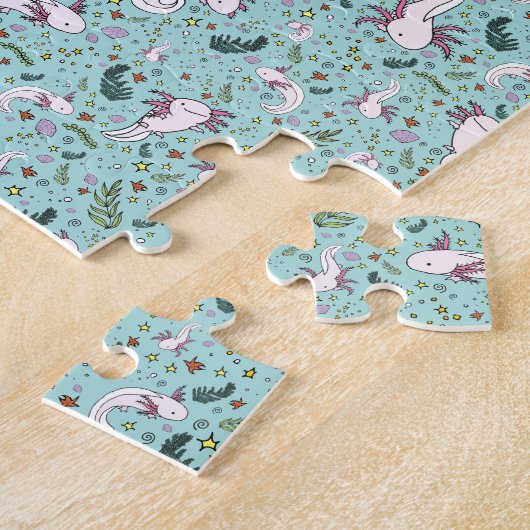 青のAxolotls ジグソーパズル (側面)