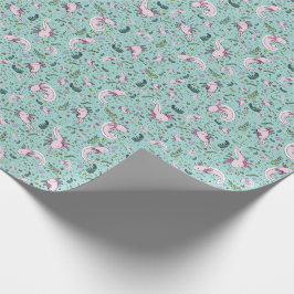 青のAxolotls ラッピングペーパー