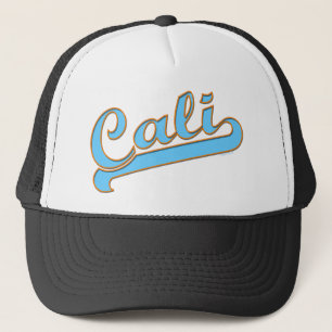 青のCaliカリフォルニアのサーファーのロゴ キャップ