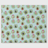 青のCoonhoundのリース ラッピングペーパー (フラット)