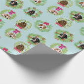 青のCoonhoundのリース ラッピングペーパー (角)