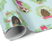 青のCoonhoundのリース ラッピングペーパー (ロールコーナー)