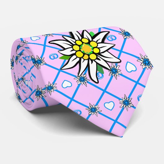 青のEdelweissは黄色い/二重側面のプリントを知っています ネクタイ (ロール)