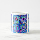 青のHamsaの4ヴィンテージTapastry Judaica コーヒーマグカップ (中央)