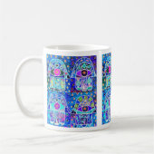 青のHamsaの4ヴィンテージTapastry Judaica コーヒーマグカップ (左)