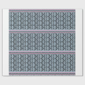 青のHmongの花柄 ラッピングペーパー (フラット)