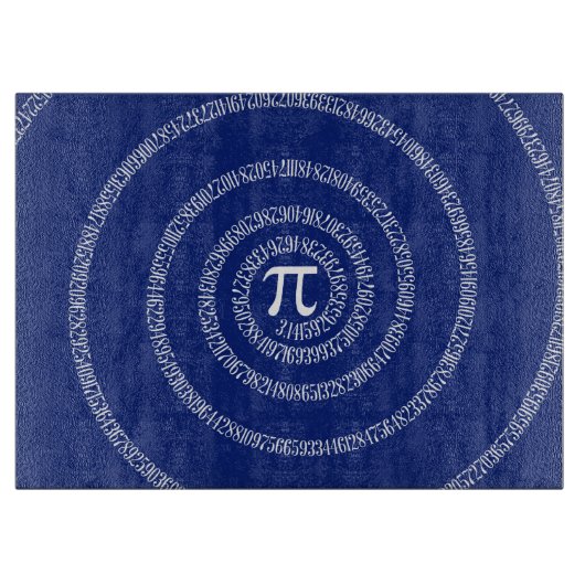 青のPiのタイポグラフィのための螺線形 カッティングボード (正面)