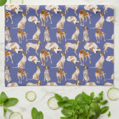 青のRedtickのCoonhound キッチンタオル (折り畳み)