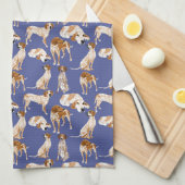 青のRedtickのCoonhound キッチンタオル (四つ折り)
