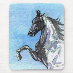 青のSaddlebredの馬のマウスパッド陰 マウスパッド