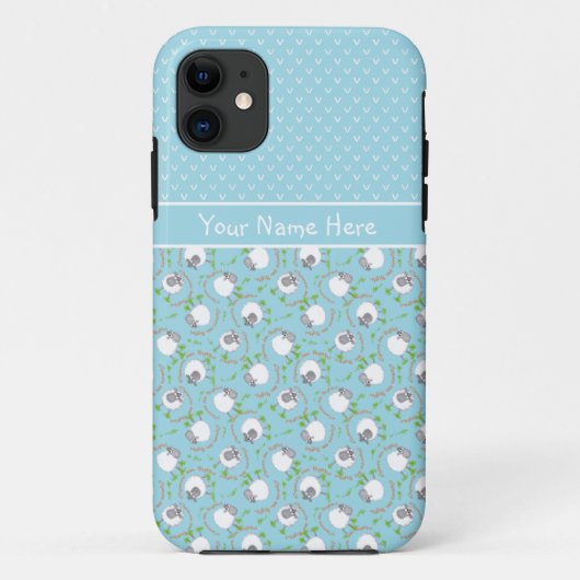 青はおもしろいのヒツジパターンを組み合わせます Case-Mate iPhoneケース (裏面)