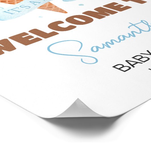 青はこちらスクープ赤ちゃんシャワーへようこそ ポスター (角)