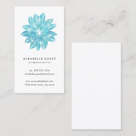 青はす|花の水彩画 名刺 (正面/裏面)