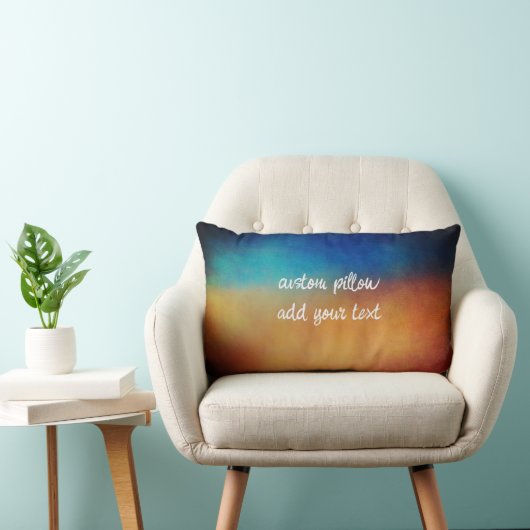 青はっきりしたとオレンジ動揺してのテキストの追加 ランバークッション (椅子)