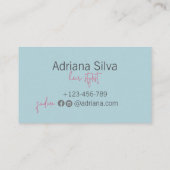 青はっきりしたとピンクの髪の美容師 名刺 (裏面)