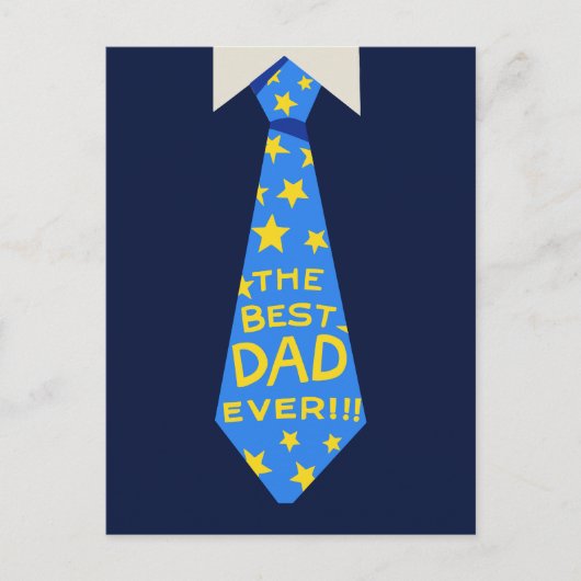 青はっきりしたと黄色の「最高のパパは今まで」父の日 ポストカード (正面)