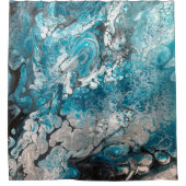 青はっきりしたと黒の抽象芸術シャワーカーテン シャワーカーテン (正面)