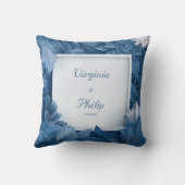 青はっきりしたフローラボ結婚タニカル クッション (裏面)