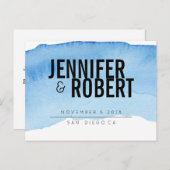 青はっきりしたミニマル水色黒日付を保存 案内ポストカード (正面/裏面)