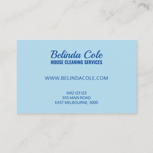 青はっきりしたモダン白クリーニング（ばちゃばちゃ）跳ねる 名刺 (裏面)