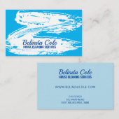 青はっきりしたモダン白クリーニング（ばちゃばちゃ）跳ねる 名刺 (正面/裏面)