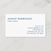 青はっきりしたモダン白ストライプ 名刺 (裏面)