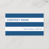 青はっきりしたモダン白ストライプ 名刺 (正面)