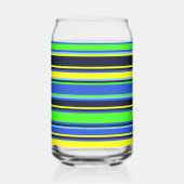 青はっきりしたライム黄ストライプのガラス缶 ガラス缶 (正面)