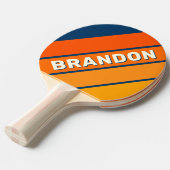 青はっきりしたヴィンテージストライプの（名前） 卓球ラケット (正面アングル)